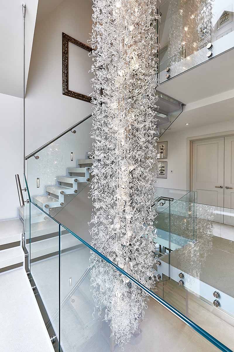 Sea Flowers Platinum VI Custom-made Stairwell Chandeliers