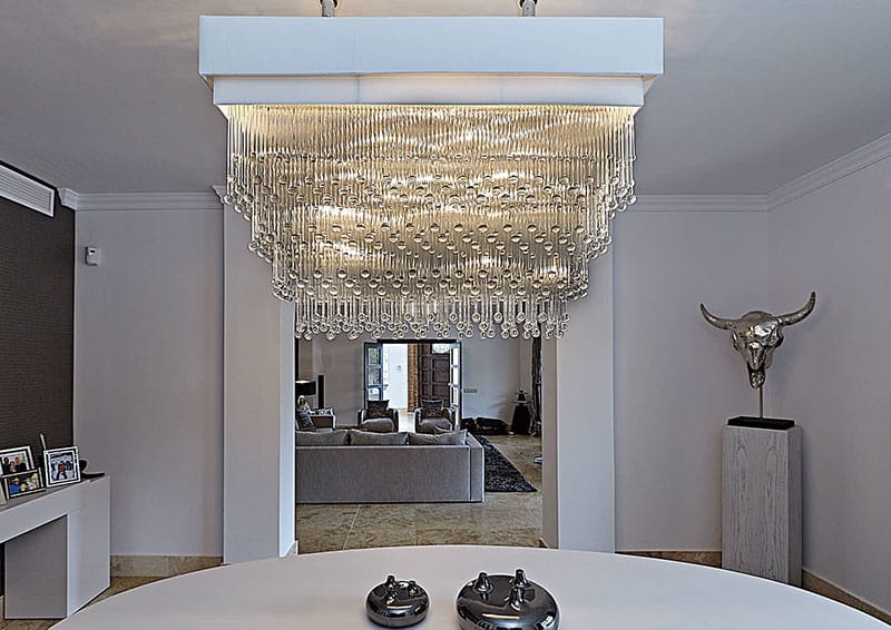 Luxury Contemporary Chandelier Amiraglio Aqua Rectangular