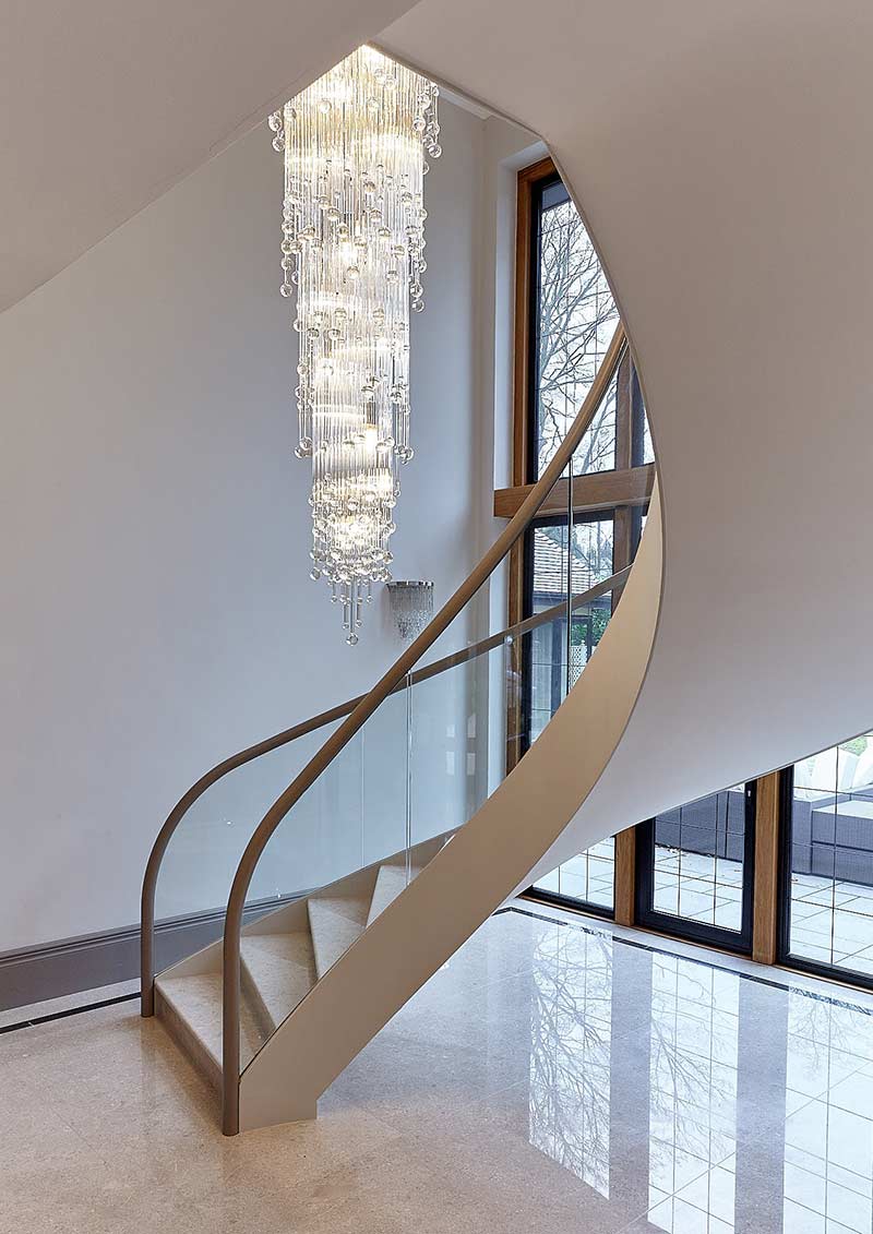 Luxury Contemporary Chandelier Amiraglio Aqua Stairwell II