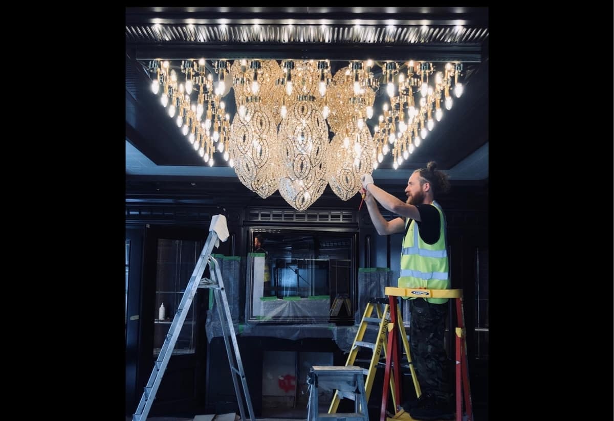 chandelier installation 2