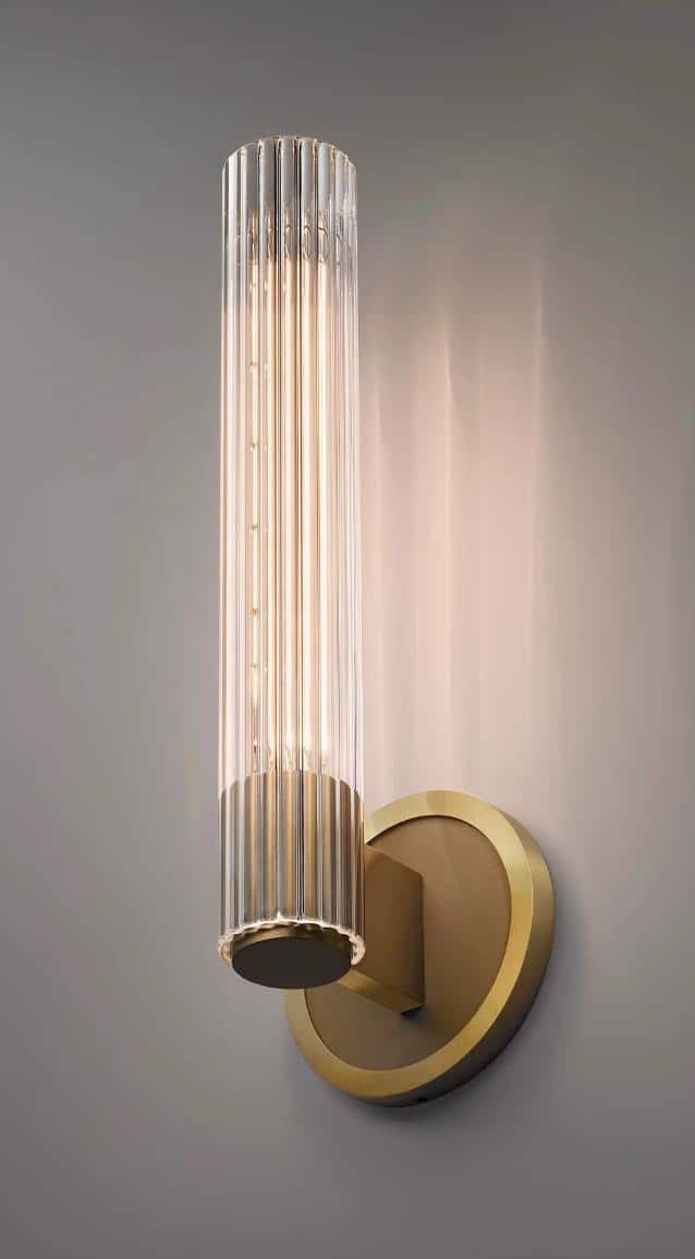 Fluted glass and brass Eccellenza II wall sconce