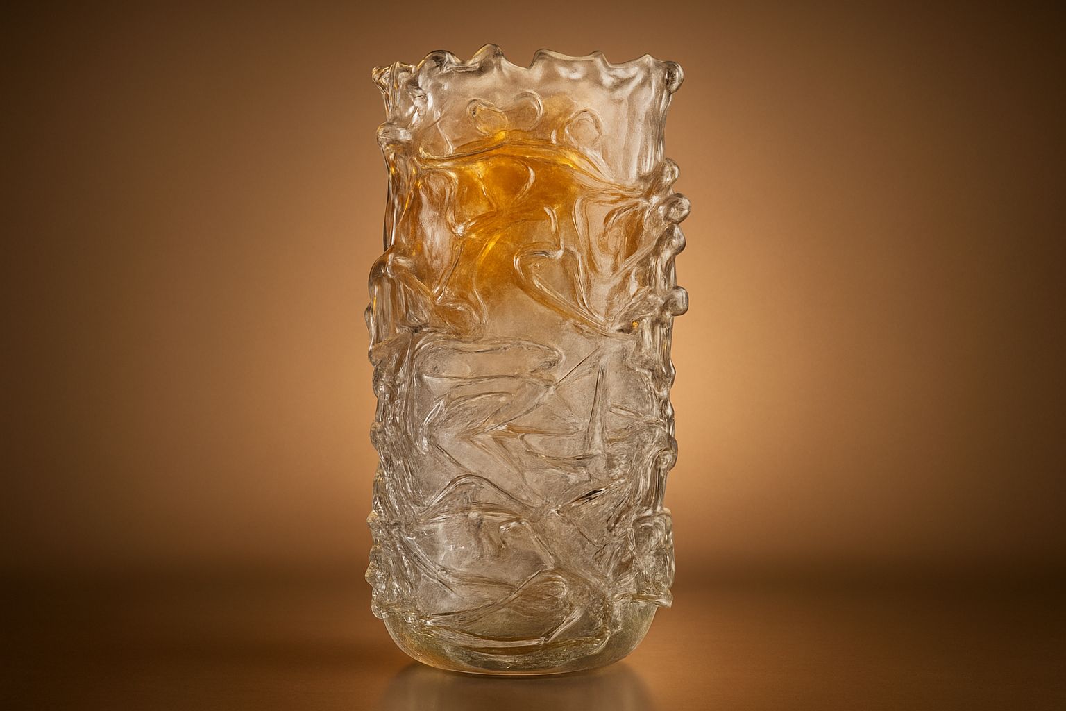 Oro Ghiacciato Murano Glass Vase with Textured Ice Effect and Gold Detail by Rocco Borghese