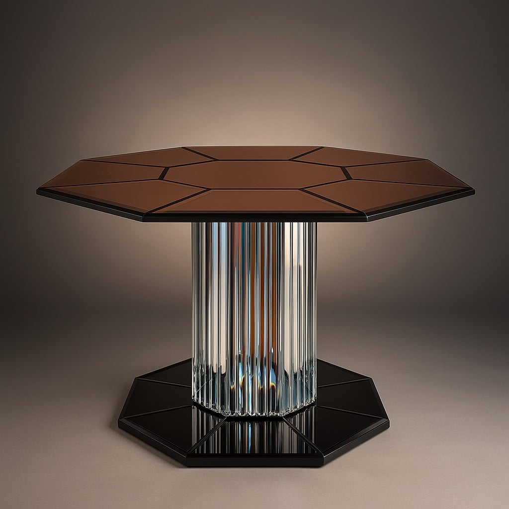 Tavolo Ottagono Murano Glass Dining Table with Crystal Base – Front View