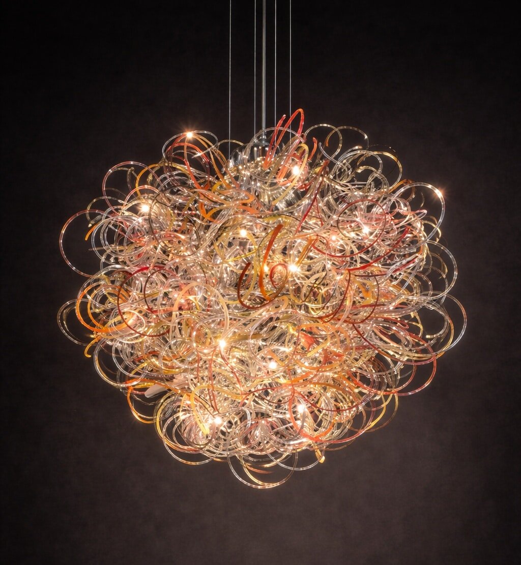 Energia Multicolore II sculptural glass chandelier, alternative angle