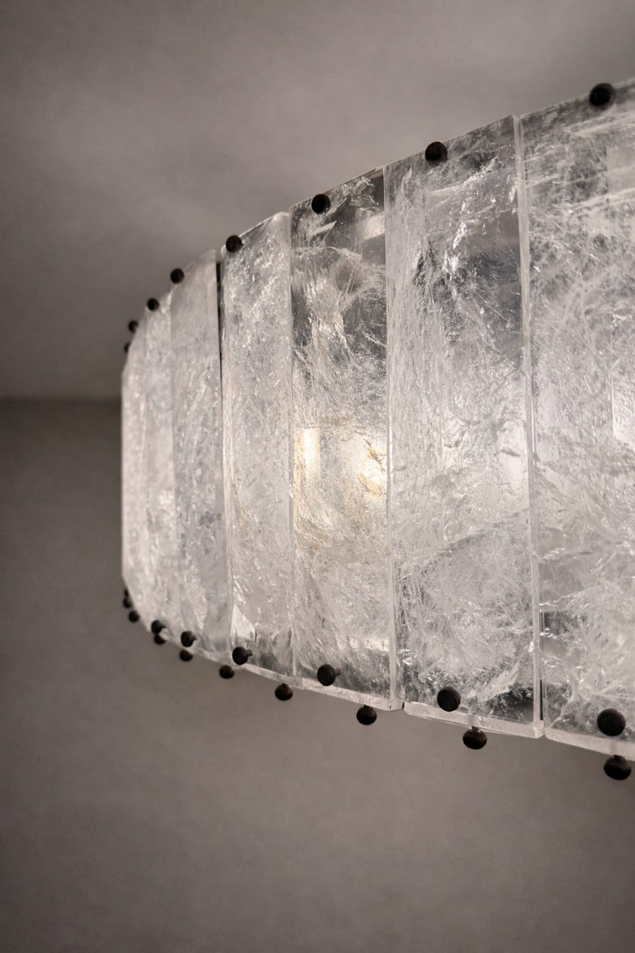 Segmented rock crystal chandelier side view